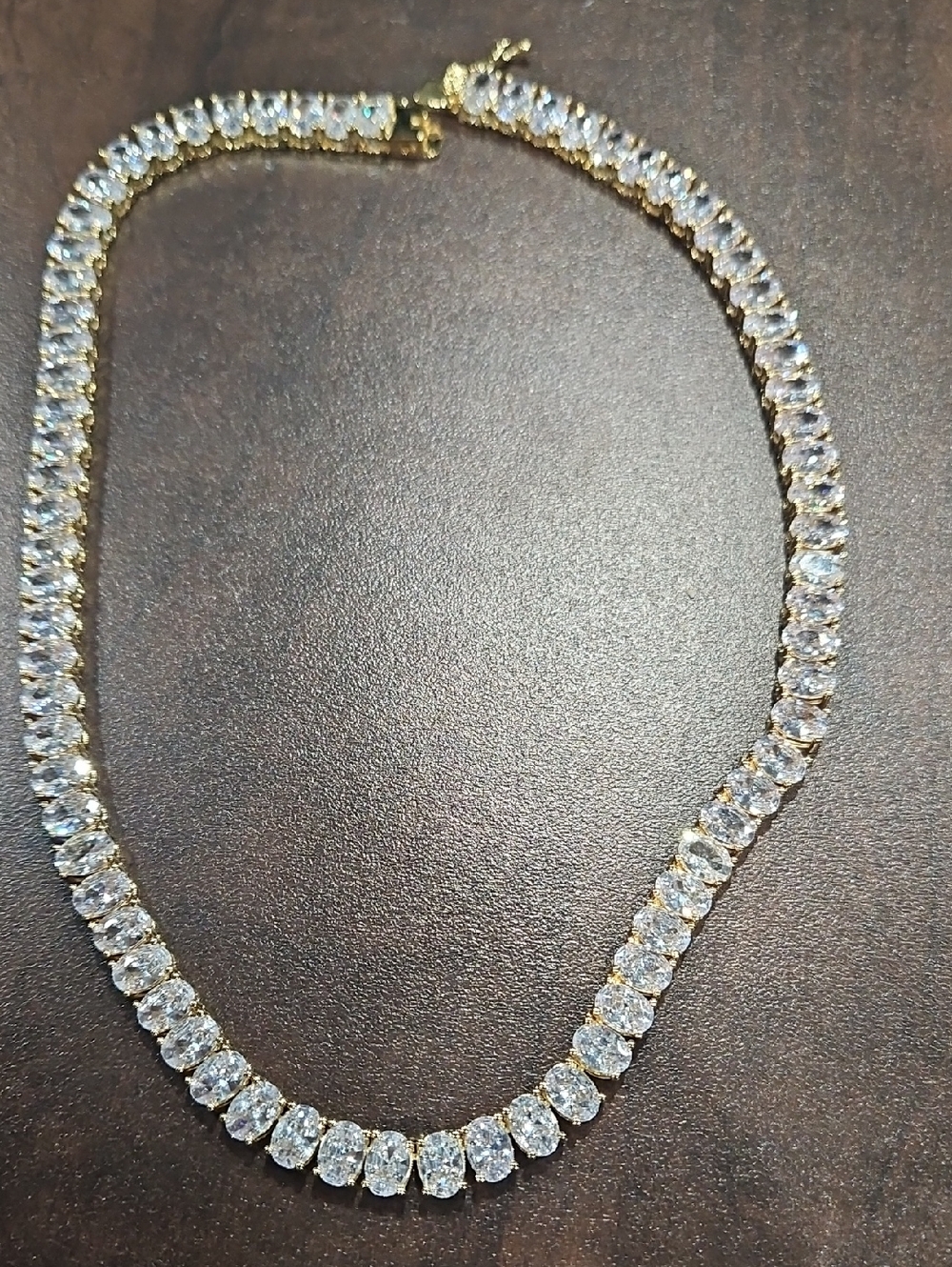 Gold Tennis Necklace with Clear Cubic Zirconia - Women Jewelry